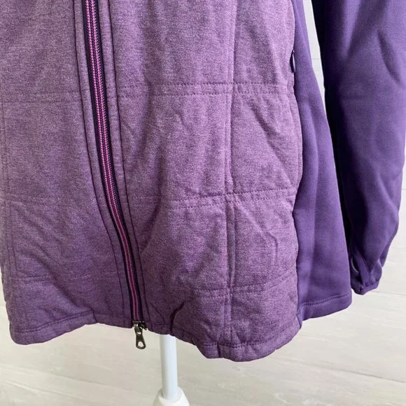 Athleta - Jump & Jive Purple Primaloft quilted stretch long hooded jacket, M - Picture 3 of 6